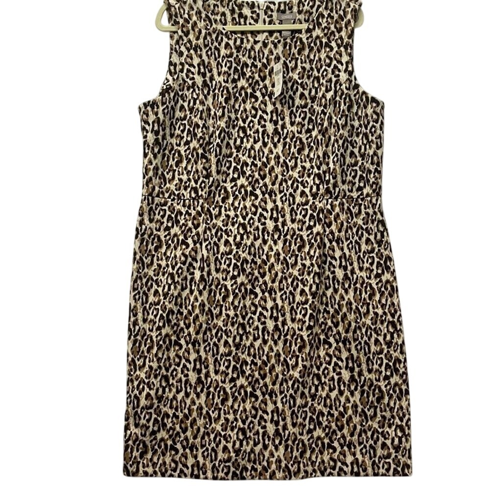 Chicos Britten Sleeveless Dress Cocoa Bean Leopard Print Career‎